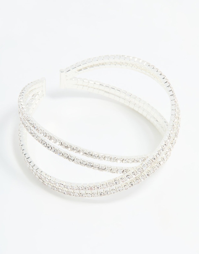 Lovisa - Silver Diamante Pave Wrap Bangle