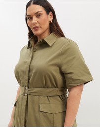 Atmos&Here Curvy - Amy Cotton Drill Midi Shirt Dress