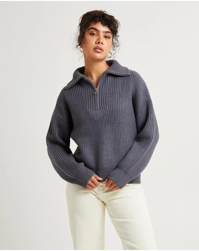 Subtitled - Ezra Half Zip Knit Pull Over