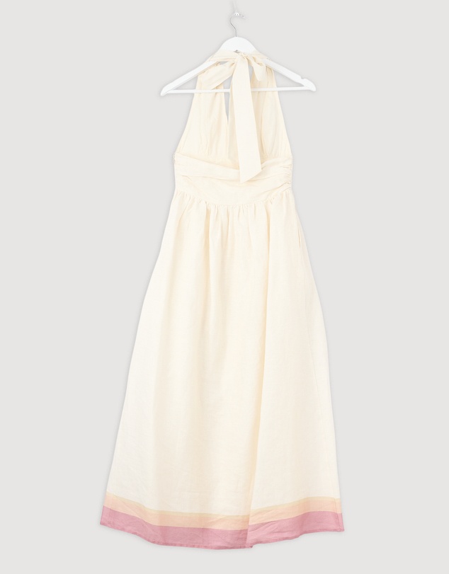Revibe - Repaired AERE Giselle Linen Halter Maxi Dress - AU 8