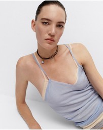 PDPAOLA - Blue Lace Agate Riviera Pendant Leather Necklace