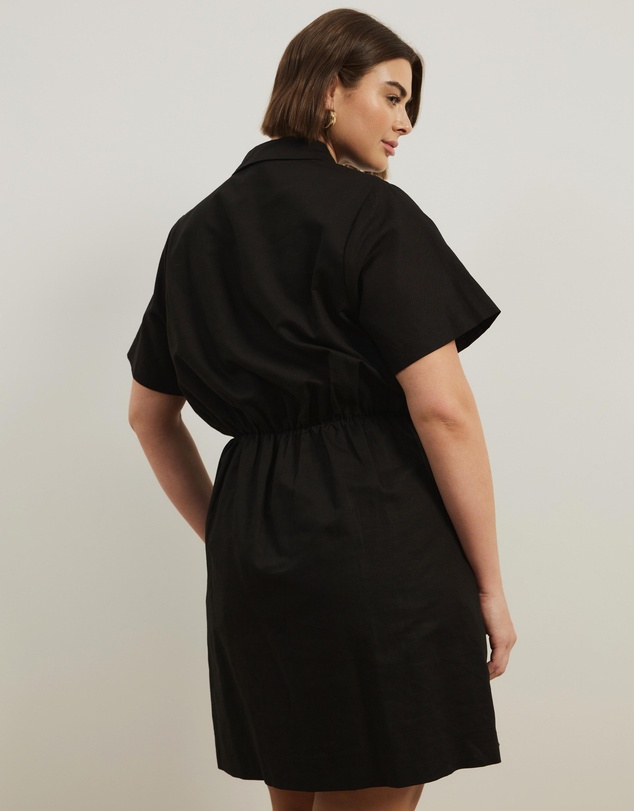 Atmos&Here Curvy - Remi Linen Blend Mini Shirt Dress