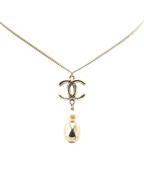 Pre-Loved by Azura Reborn - Pre-Loved Gold Plated CC Faux Pearl Pendant Necklace