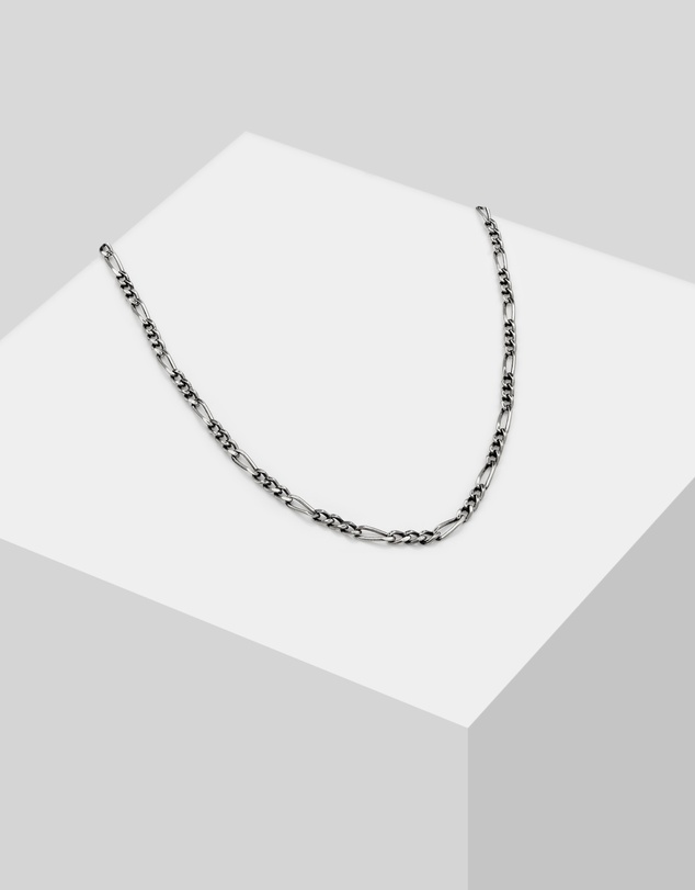 Kuzzoi - Necklace Figaro Chain Basic Massive Oxidised in 925 Sterling Silver