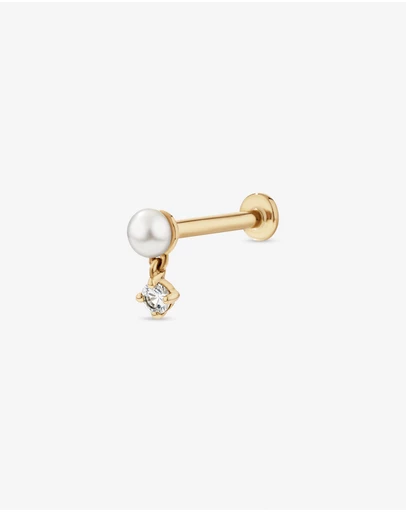 Michael Hill - Cultured Freshwater Pearl & White Sapphire Single Helix Earring in 10kt Gold