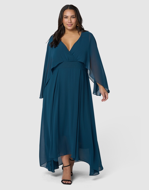 Pink Dusk by Curve Project - Electric Chemistry Cape Maxi Dress