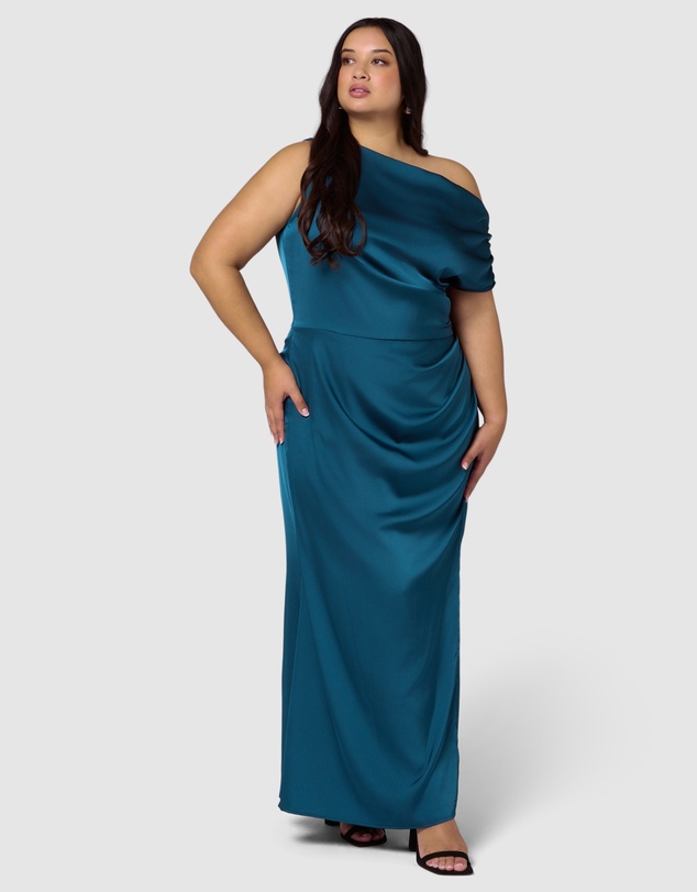 Pink Dusk by Curve Project - Infatuated Satin Maxi Dress