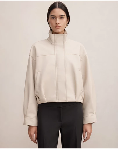 Forever New - Shay Faux Leather Funnel Neck Bomber Jacket
