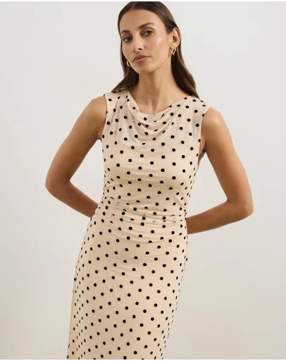 Atmos&Here - Sana Polkadot Mesh Midi Dress