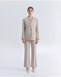 IDA+S - Liora Silk Wool Straight Leg Suit Pants