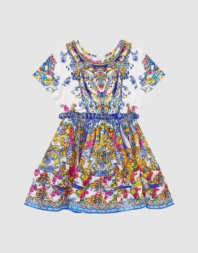 Camilla - Tee Mini Dress With Woven Frill Tutu Skirt - Kids-Teens