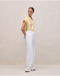 Trenery - Silk Twill Cap Sleeve Shirt in Butter