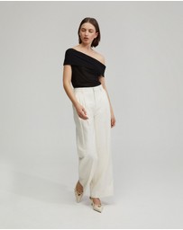 Oxford - Nia Mesh Off-Shoulder Top