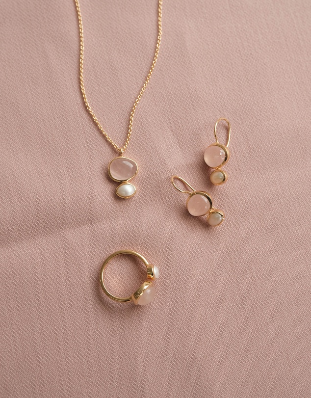 Bianc - Cubism Necklace Rose Quartz