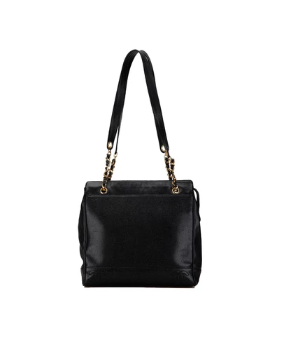 Pre-Loved by Azura Reborn - Pre-Loved chanel Tote Handbag with Chain-Accented Straps and Interior Pockets
