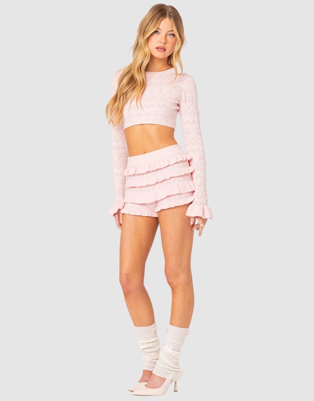 EDIKTED - Lindsay Ruffle Knitted Shorts