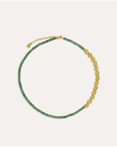 Ottoman Hands - Waterproof Emerald Beaded Necklace