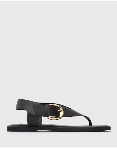 Betts - Titan Leather Buckled Strap Thong Sandals