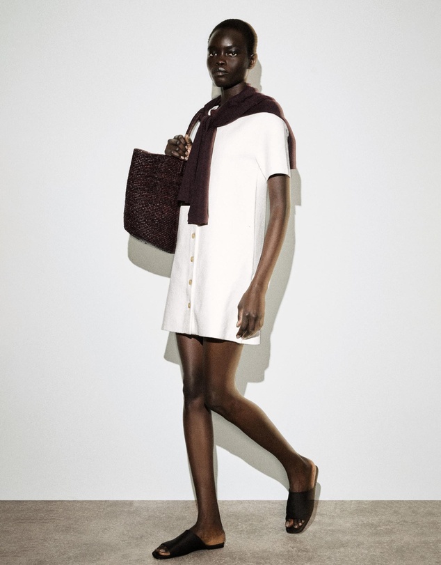 COS - Buttoned Milano-Knit Mini Dress