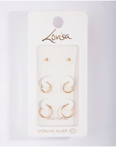 Lovisa - Gold Plated Sterling Silver Stud & Hoop Pack Earring