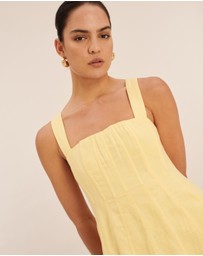 AERE - Pasey Linen Seamed Detail Midi Dress