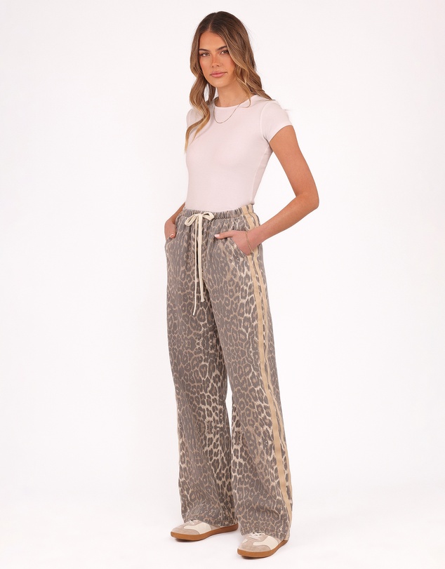 Petal & Pup - Fletcher Denim Racer Pants - Leopard