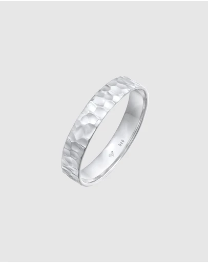 Kuzzoi - ICONIC EXCLUSIVE - Hammered Band Ring in 925 Sterling Silver
