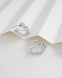 Wanderlust + Co - Triple Pave 13mm Hoop Earrings
