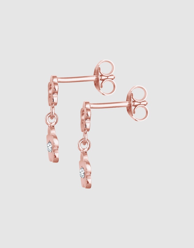 Elli Jewelry - Crystal Rose Kids Stud Earrings in Rose Gold-Plated 925 Silver