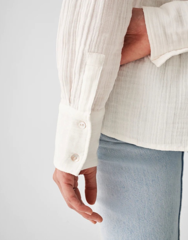 Faherty - Dream Organic Cotton Gauze Collarless Shirt
