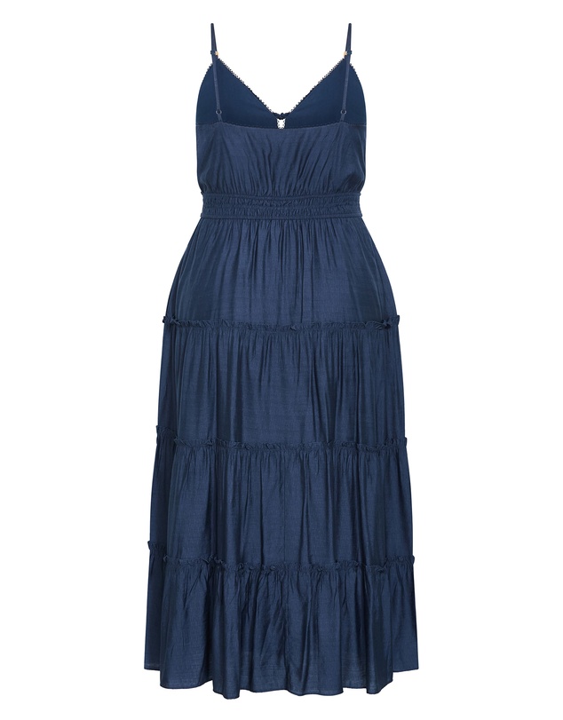 City Chic - Plus size Aiza Tier Maxi Dress - petrol