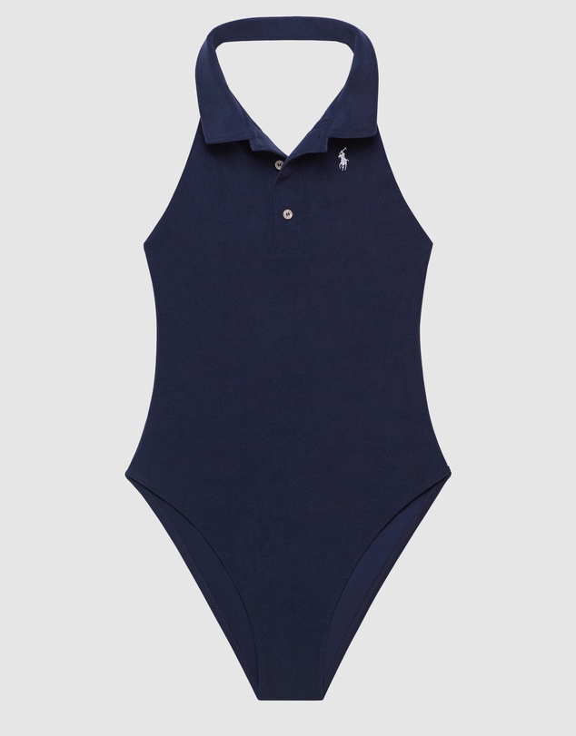 Polo Ralph Lauren - Terry High Neck Halter Swimsuit With Collar