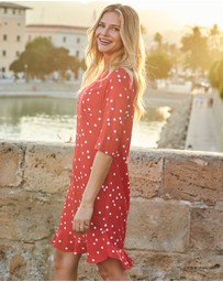 Sosandar - Spot Print Ruffle Hem Shift Dress