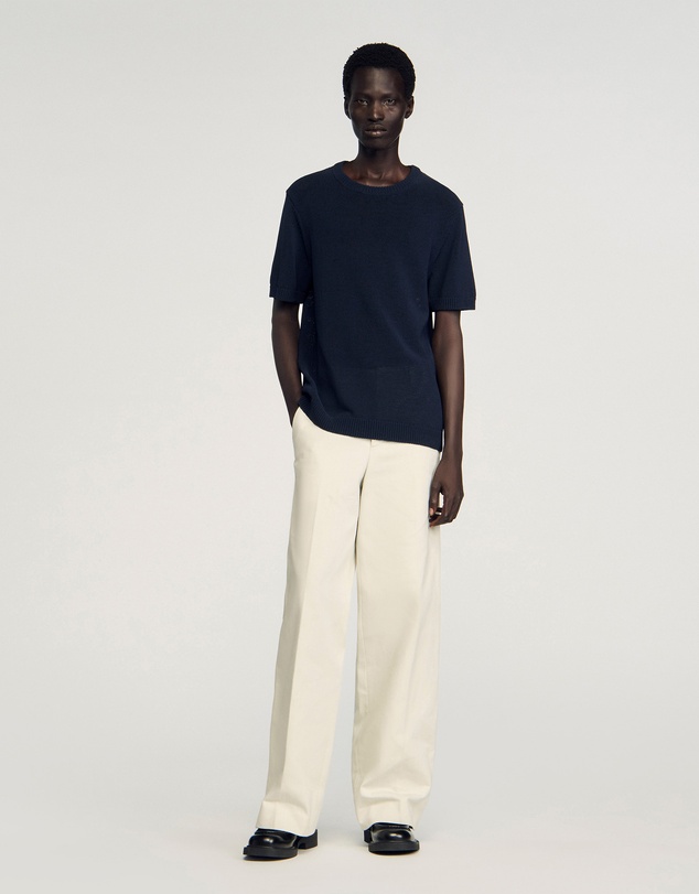 Sandro - Cotton Knit Tee Sweater