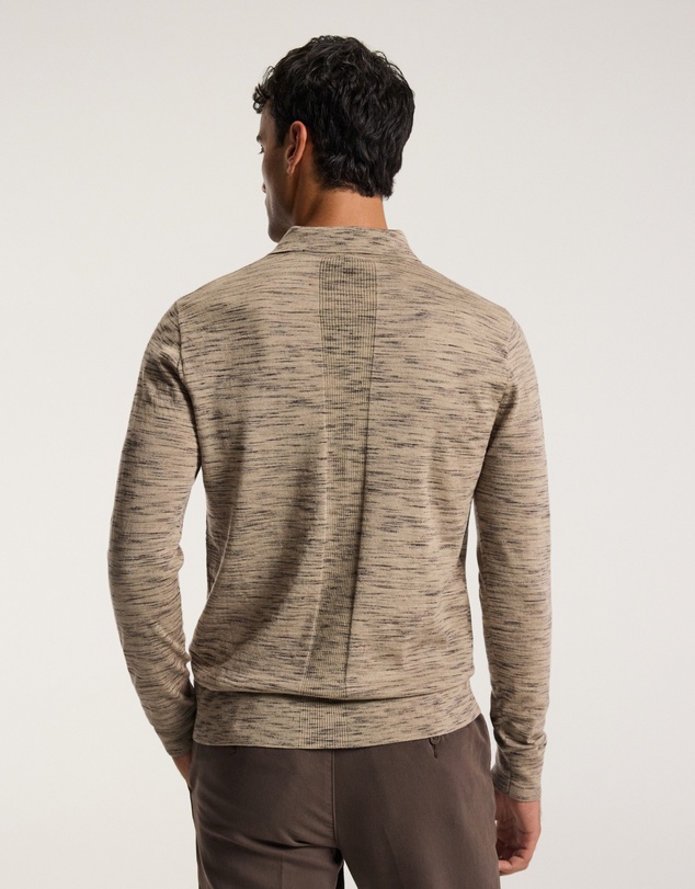 Calibre - Melange Merino Wool Long Sleeve Polo Flint