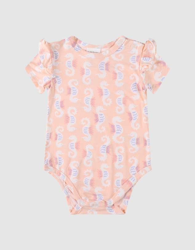 Kynd Baby - Frill Short Sleeve Bodysuit in Seahorse