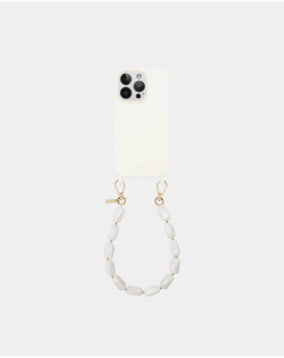 LOUVE COLLECTION - Coconut Off-White Case + Abbey Off-White Beads Wristlet