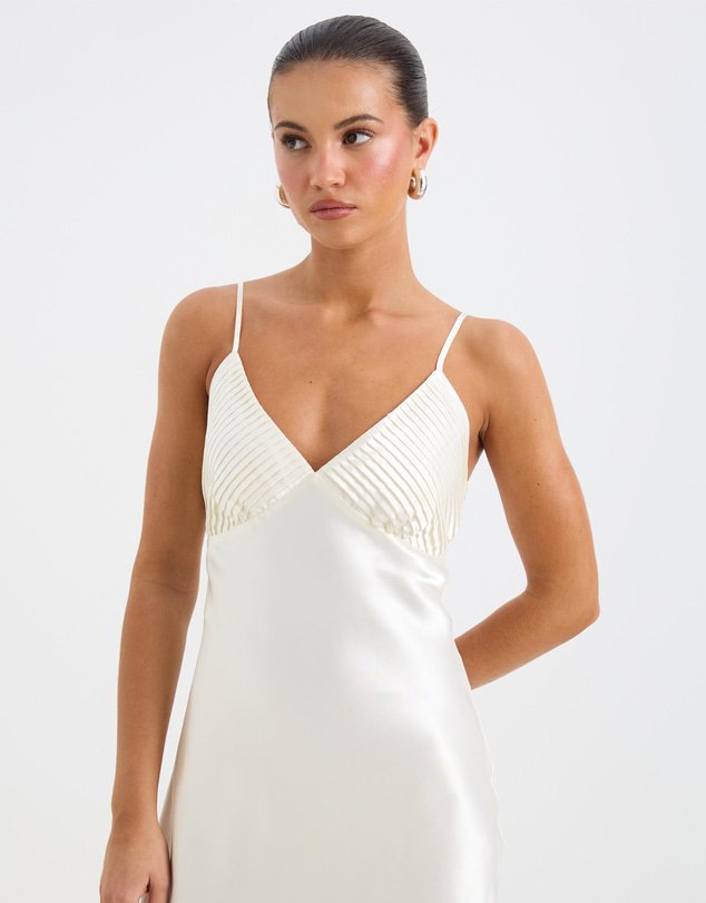 Calli - Lauren Satin Pleat Midi Dress