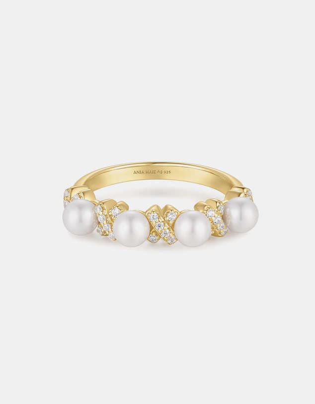 Ania Haie - Gold Sparkling Braided Shell Pearl Ring