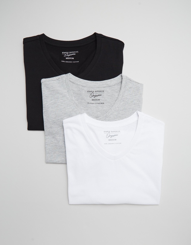 Staple Superior - 3-Pack Organic Basic V Neck Tee