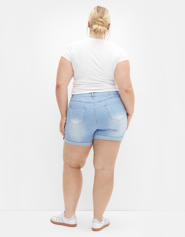 City Chic - Plus size Clean Hi Waist Denim Short - light wash