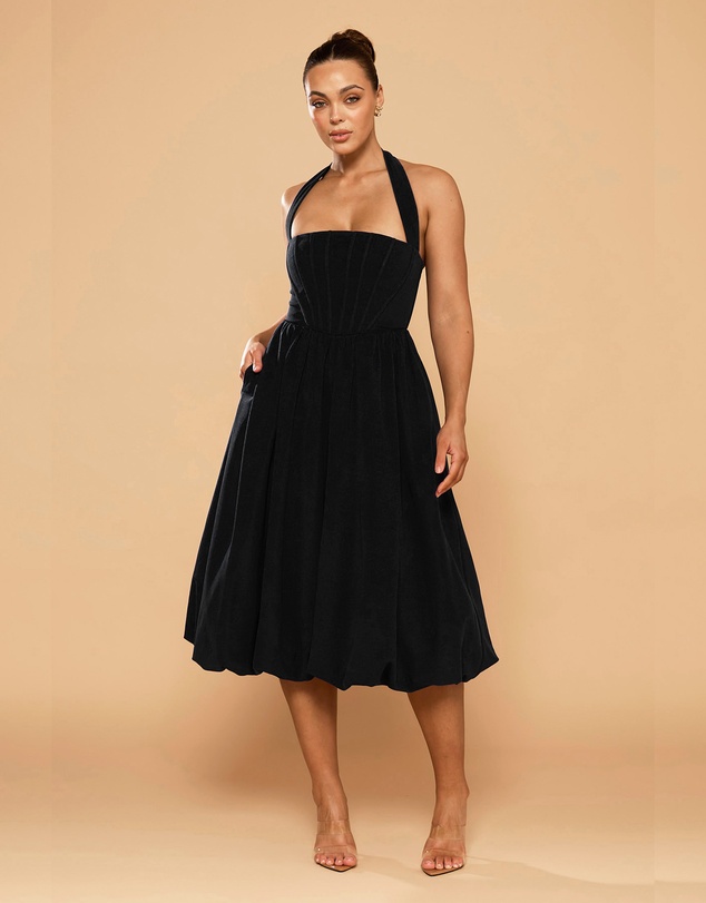 CATHERINE FERRARO - Sofia Halter Bubble Midi Dress