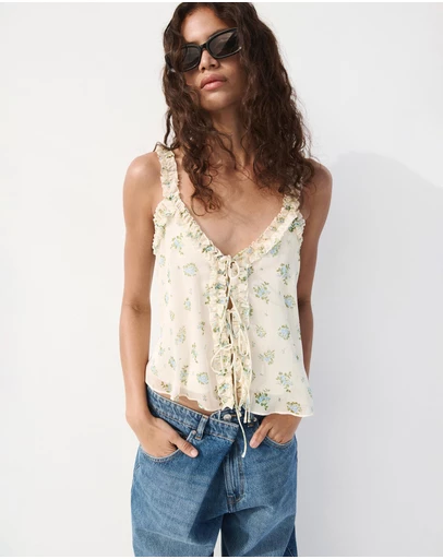 M.N.G - Floral Top with Tie Details