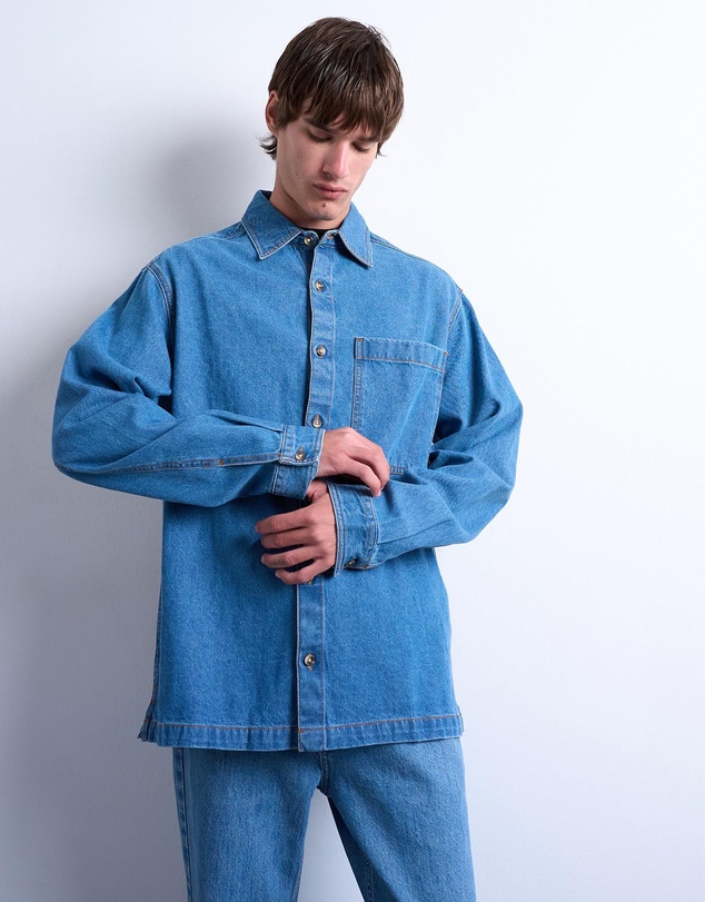 Topman - Regular Fit Denim Overshirt