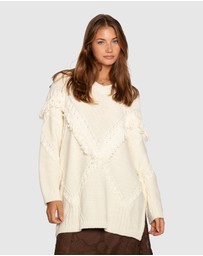 Belle & Bloom - Tassel Line Fringe Oversized Sweater