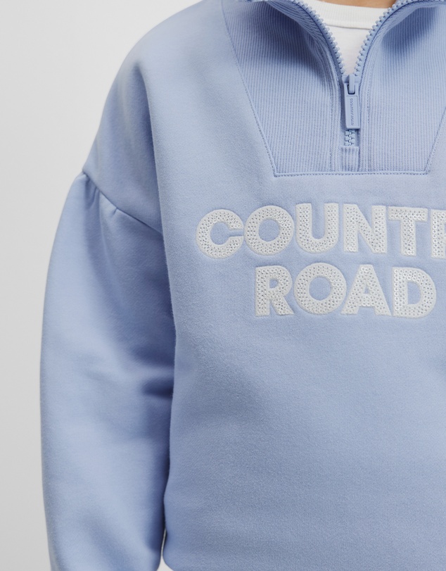 Country Road - Australian Cotton Blend Sequin Half Zip Sweat