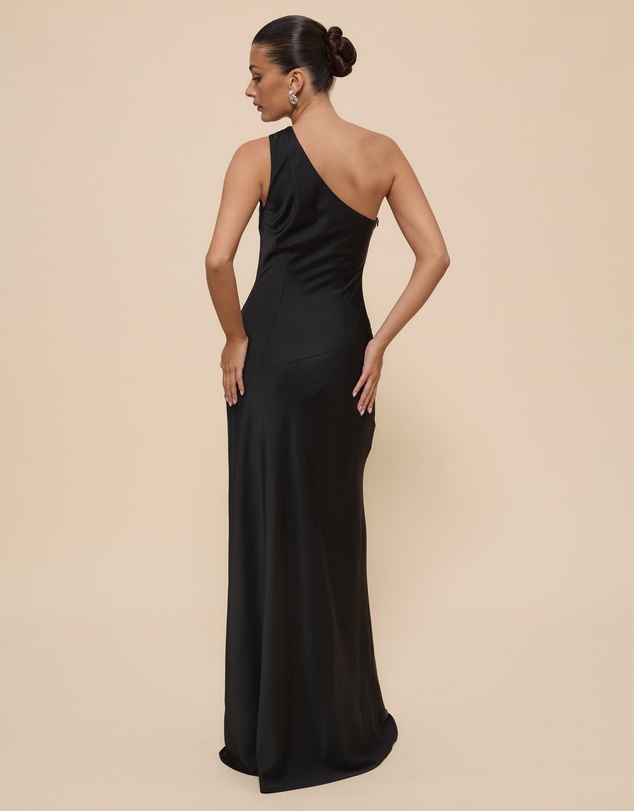 CHANCERY - Hallie Satin One Shoulder Drape Maxi Dress