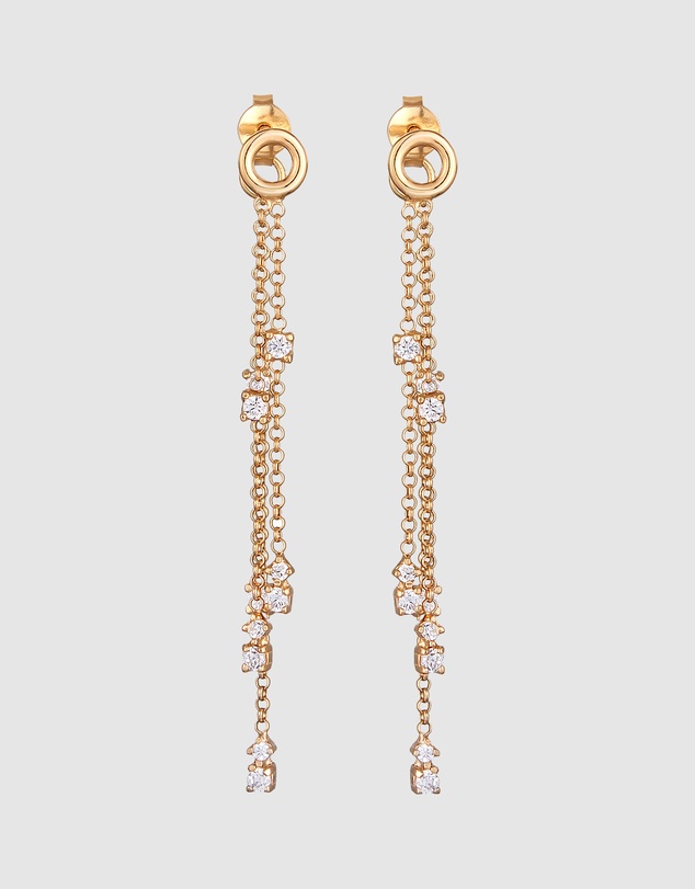 Elli Jewelry - Zirconia Chain Drop Earrings in Gold-Plated 925 Silver