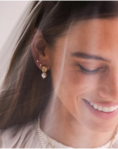 Elli Jewelry - Earrings Stud Pearl Drop 925 Sterling Silver Gold-Plated