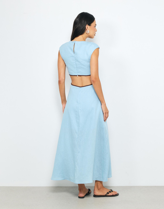 AERE - Elsin Contrast Linen Midi Dress